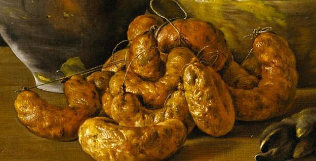 Chorizos pintados en un cuadro