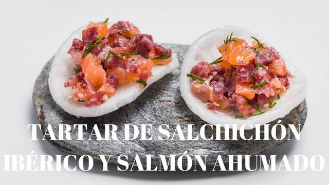 Tartar de salchichón ibérico y salmón ahumado